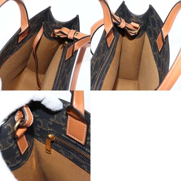 CELINE Triomphe Vertical Cabas Tote Bag Pvc Leather Black Gold - Picture 13 of 13